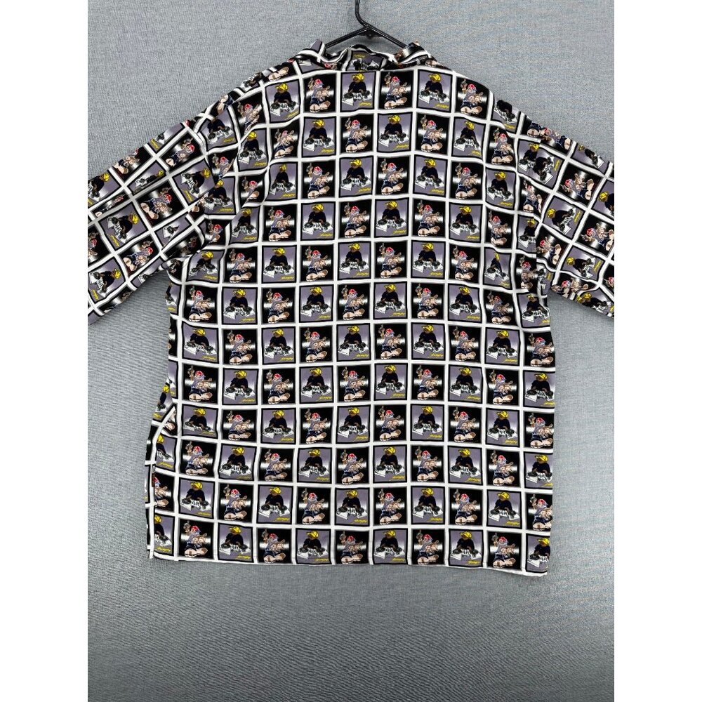 Vtg Blue Boy Hawaiian Shirt Camp Mens 3XL Gangster Dice DJ AOP Y2K